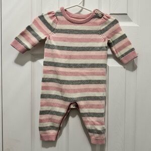 GAP Pink and Gray Striped Kids Footie